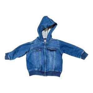 Levis Baby Denim Hooded Jacket 12M With Zip Closure & Front Pockets Boy Girl